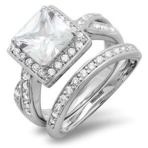  2.50 CT Halo Sterling Silver Ladies Princess Round Cubic 