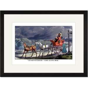   Black Framed/Matted Print 17x23, Horse Drawn Carriage