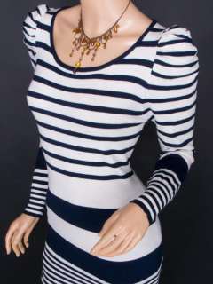 New Knit Stripes Princess Long Sleeves Tunic Blouse Top  