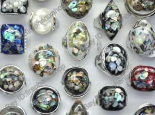 Wholesale bulk jewelry 10 Abalone paua shell platinum p Rings free 