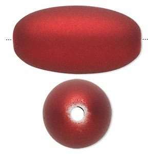 Lot of 10 Big Red 37mm Round Oval Tube Rubber Beads  
