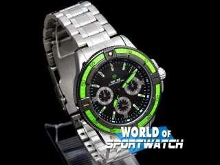 WEIDE 3 Decorative Dials Green Quartz Sport Watch Man  