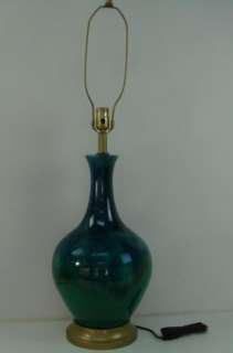 Beautiful Antique 1950s Style Opaque Blue Glass Lamp Light  