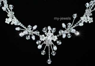Bridal Wedding Crystal Faux Pearl Necklace Set S1178  