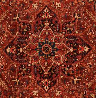 Large Hand knotted Heriz Geomtrical Design Perisan rugs wool 84 x 11 