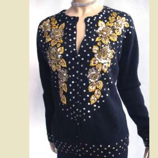 Vintage 50s GOLD BEADED DRESS COCKTAIL PARTY SWEATER  