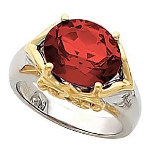  14K Two Tone Gold Chatham Created Ruby and Diamond Ring 