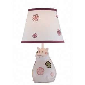   Ceramic Table Lamp with Floral Print Off White Fabric Shade IK 6093