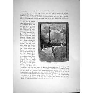  Embankment River Thames London 1885 Cassell Print