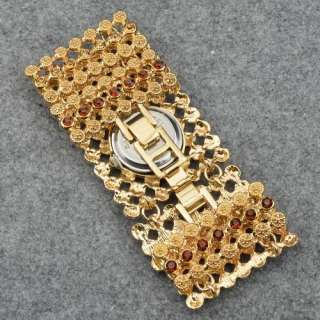 18k Gold Plated GP Ladies Luxury Diamante Wrist Bracelet Bangle Watch 