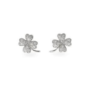  Good Luck Sterling Silver Pave CZ Shamrock Earrings Eves 