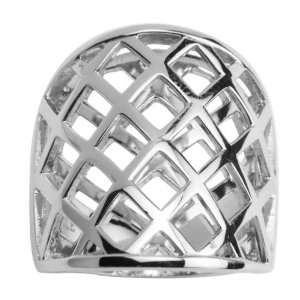  ELLE Sterling Silver Latticework Wide Band Ring Claire 