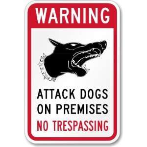  Warning Attack Dogs on Premises, No Trespassing Diamond 