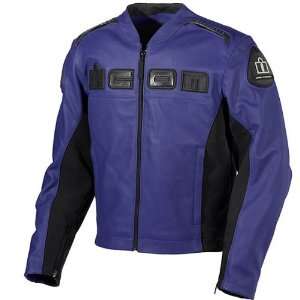 Icon Accelerant Mens Leather Street Motorcycle Jacket   Blue / 4X 
