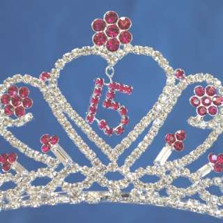 Quinceanera 15 Birthday Tiara Crystal Princess Party Prom 5204F7 