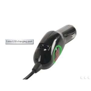   Car Charger with Extra USB Port and Green LED for Motorola Droid X2