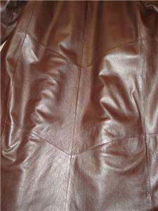   Chocolate Brown Genuine Leather and Dyed Fox Fur Coat Size Medium