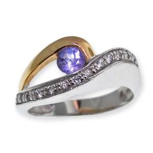   Gold Tanzanite & Diamond Ring   SIZE 7 Michael Valitutti Jewelry