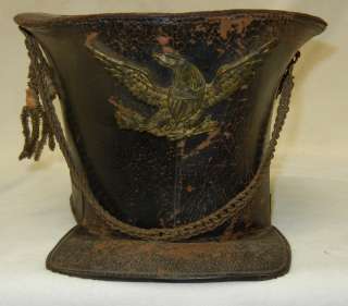 RARE ORIGINAL 1820s 1830s VINTAGE U.S. MILITARY LEATHER BELL CROWN 