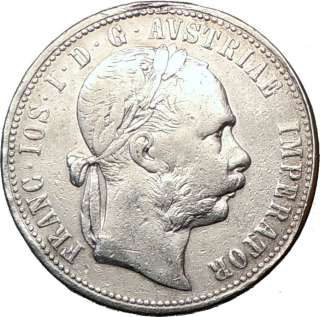 FRANZ JOSEPH I 1 Florin 1875 Authentic Genuine Silver Coin AUSTRIA 