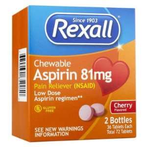  Rexall Chewable Aspirin   Cherry, 81 mg   72 ct. Health 