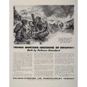  1943 Ad WWII Infantry Soldier 81mm Trench Mortar Battle 