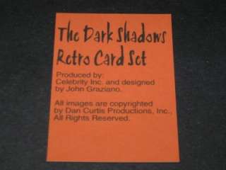 DARK SHADOWS   1960s TV SHOW   LIMITED EDITION   TRADING CARD SET 