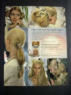 1970 Vintage Midnight Sun Braids Blonde Longhair 70s Ad  