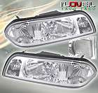 1987 1993 FORD MUSTANG 1 PIECE CHROME HOUSING CLEAR CRYSTAL HEADLIGHTS 