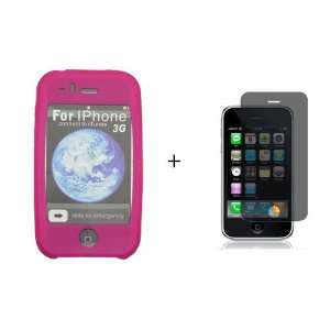  APPLE IPHONE 3G, 3GS SILICONE SKIN CASE   HOT PINK + APPLE 
