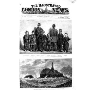   1881 CALF ROCK LIGHTHOUSE BANTRY ENGLISH ACROBAT BOYS