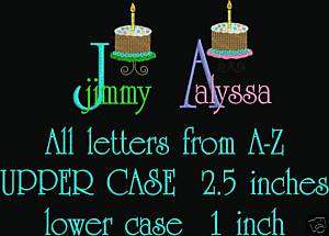 BIRTHDAY CAKE EMBROIDERY MACHINE DESIGN FONT CANDLE NEW  