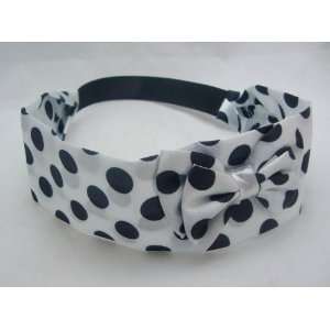  NEW White Polka Dot Satin Scarf Headband, Limited. Beauty