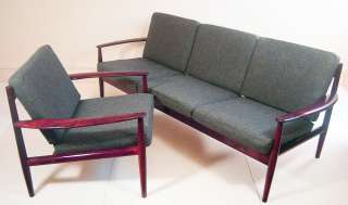 Danish 3 Seater Sofa & Armchair Set   Grete Jalk retro chair rosewood 