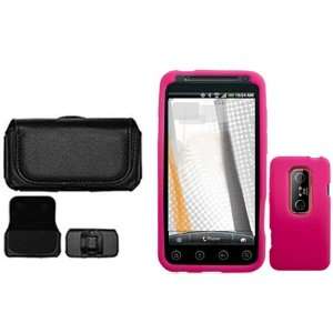  iNcido Brand HTC EVO 3D Combo Solid Hot Pink Silicone Skin 
