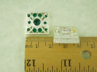 Hole Beads #5 Filigree Crystal Squares made w/Emerald Green 