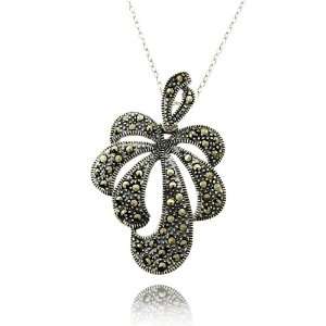  Sterling Silver Marcasite Palm Tree Pendant Jewelry