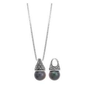   Boma Grey Pearl, Marcasite & Sterling Silver Necklace Boma Jewelry