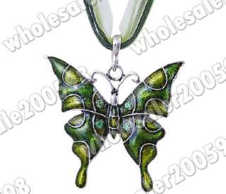 6strands Butterfly Rhinestone&Enamel 51*53MM Pendant Necklaces TY0061