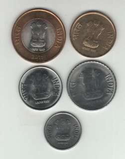 Lot Of 5   DIFFERENT 2011 INDIAN COINS   UNC CONDITION  