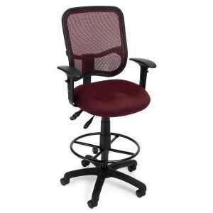   Back Ergonomic Task Stool With Arms 130 DK AA3 WINE