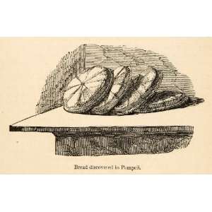 1871 Woodcut Bread Grain Roman Pompeii Italy Cook Bake Archaeology 