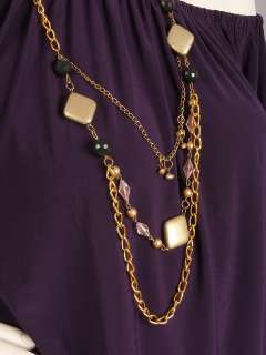 Purple Off the Shoulder Top w/ Necklace L  