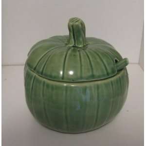  Bordallo Pinneiro Green Lidded Pumpkin Bowl with Spoon 