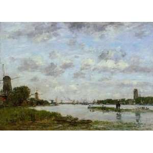   painting name View of Dordrecht, By Boudin Eugène 