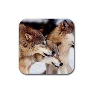  Wolf Pack Rubber Square Coaster set (4 pack) Great Gift 