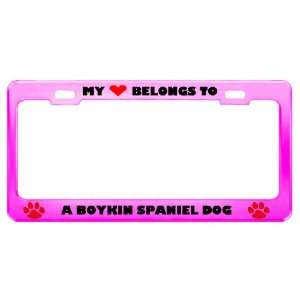  A Boykin Spaniel Dog Pet Pink Metal License Plate Frame 