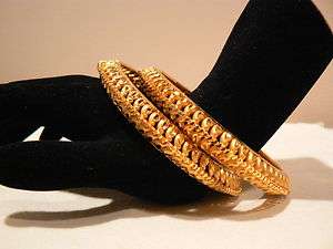 GORGEOUS GOLD PLATED 22K PAISLEY BANGLES SIZE 2.8/ 2.10  