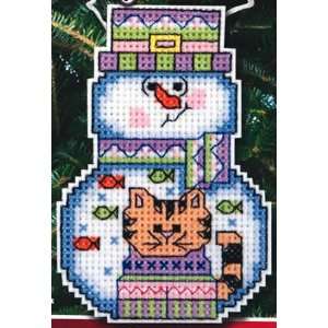  Snowman with Cat Ornament kit (cross stitch) Arts, Crafts 