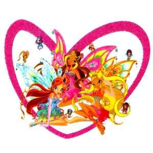 Winx Club Girls Bloom Stella Flora pink heart Iron On Transfer for T 